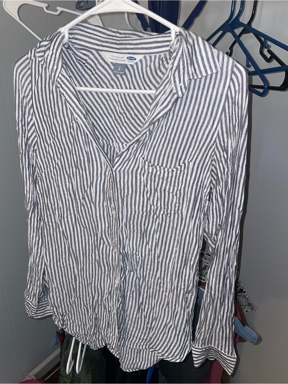 Old Navy Striped Button-Down Shirt - Navy & White